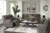 Ashley Furniture 68804/88/86/25 First Base - 3 Pc. - Reclining Sofa, Reclining Loveseat, Rocker Recliner - Gunmetal