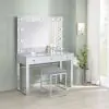 CoasterEssence 935933 Umbridge - Upholstered Square Padded Cushion Vanity Stool - Light Gray