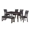 New Classic 40-1701E-D4CB New Classic 40-1701E-D4CB Gia - 6 Piece Dining Table & 4 Chairs & Bench - Ebony