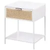 Coaster Fine Furniture 930236 Amherst - 1-Drawer Radio Weave Rattan Metal Side Table - White