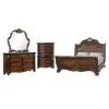 New Classic 00-2477-34C New Classic 00-2477-34C Bella Notte - 5/0 Queen 4 Piece Bedroom Set (Padded Sleigh Bed, Dresser, Mirror, Chest) - Cherry