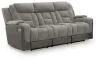 Ashley Furniture PC8350515 Mixed Motion - Power Reclining Sofa With Adjustable Headrest - Shadow