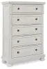Ashley Furniture B742/31/36/46/54/77/96 Robbinsdale - 6 Pc. - Dresser, Mirror, Chest, Queen Sleigh Bed - Antique White