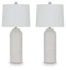 Ashley Furniture L243674 Vauville - Poly Table Lamp (Set of 2) - White