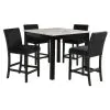 New Classic D400-52S-BLK New Classic D400-52S-BLK Celeste - 5 Piece Marble Finish Counter Dining Set (Table & 4 Chairs) - Black