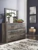 Ashley Furniture B211/31/36/46/53/52/150/B100-11 Drystan - 7 Pc. - Dresser, Mirror, Chest, Twin Panel Bed with 2 Side Drawers - Brown / Beige
