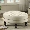 CoasterEssence 500018 Elchin - Round Upholstered Tufted Ottoman - Oatmeal