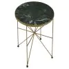 CoasterEssence 936061 Eliska - Round Green Marble Top Accent Side Table - Antique Gold