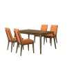 New Classic 40-7185BO-D4C New Classic 40-7185BO-D4C Maggie - Dining Table With 4 Terracotta Chairs - Dark Brown