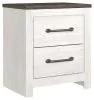 Ashley Furniture B1190-92 Gerridan - Two Drawer Night Stand - White / Gray