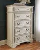 Ashley Furniture B743/31/36/46/194/56S/58/93(2) Ashley Furniture B743/31/36/46/194/56S/58/93(2) Realyn - California King Upholstered Bed - 8 Pc. - Dresser, Mirror, Chest, Cal King Bed, 2 Nightstands - White / Brown / Beige