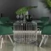 Coaster Fine Furniture 193430BG Veena - Round Glass Top Metal Dining Table - Chrome