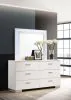 CoasterEssence 203503ML Felicity - 6-Drawer Dresser With LED Mirror - White High Gloss