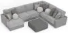 Jackson Furniture Industries 4047/73/59/30/75/28-38 Canyon - 4 Piece Sectional With Cuddler Seat Cushions, Included Accent Pillows And Cocktail Ottoman (Left Side Facing Chaise) - Platinum