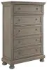 Ashley Furniture B733-46 Lettner - Five Drawer Chest - 2-handles - Light Gray