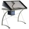 CoasterEveryday 800986 Melo - Glass Top Drafting Table With Storage - Silver