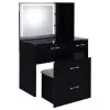 Coaster Fine Furniture 930219 Flora - 2-Drawer Vanity Set With LED Mirror - Black High Gloss