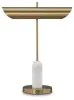 Ashley Furniture L734392 Rowleigh - Marble Desk Lamp - Gold Finish / White