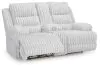 Ashley Furniture PC4280496 Rhines Falls - Double Reclining Power Loveseat With Console - Alloy
