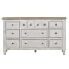 Liberty Furniture 824-BR31 Heartland - 9 Drawer Dresser - Antique White / Tobacco Tops