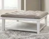 Ashley Furniture T937-21 Kanwyn - Uph Ottoman Cocktail Table - Whitewash