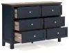 Ashley Furniture B414/21/26/87/84/86 Ashley Furniture B414/21/26/87/84/86 Landocken - 5 Pc. - Dresser, Mirror, Full Panel Bed - Brown / Blue
