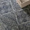 Furniture of America SM8101-OT Nash - Ottoman - Ivory / Navy