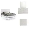 New Classic 00-1840-14N Europa - 6/6 Eastern King 4 Piece Bedroom Set (Bed, Dresser, Mirror, Nightstand) - White