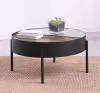 Coaster Fine Furniture 707898 Ozella - Round Coffee Table With Hidden Storage Sandy - Black