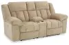 Ashley Furniture 6930518 Tip-Off - Power Reclining Loveseat With Console / Adj Headrest - Wheat