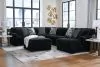 Ashley Furniture 98103/66/77/34/17/08 Ashley Furniture 98103/66/77/34/17/08 Midnight-Madness - 5 Pc. - 4-Piece Sectional With Raf Corner Chaise, Ottoman - Onyx