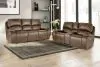 New Classic 20-093-2FP Brookings - 2 Piece P2 Sofa & Loveseat With Power Headrest & Footrest - Brown
