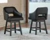 Ashley Furniture D380-924 Tallenger - UPH Swivel Barstool (Set of 2) - Black / Dark Brown