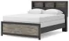 Ashley Furniture PCB1118B18 Broachmyn - Queen Lighted Bookcase Panel Bed - Black / Gray