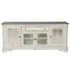 Liberty Furniture 244-TV74 Magnolia Manor - Entertainment TV Stand (Glass Doors) - Antique White