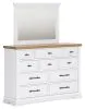 Benchcraft® B844/31/36/58/56S/94/93(2) Benchcraft® B844/31/36/58/56S/94/93(2) Ashbryn - 7 Pc. - Dresser, Mirror, California King Panel Storage Bed, 2 Nightstands - White / Natural