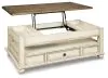 Ashley Furniture T523-9 Realyn - Lift Top Cocktail Table - White / Brown