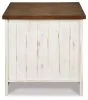 Ashley Furniture T459-3 Wystfield - Rectangular End Table - 2 Doors - White / Brown
