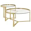CoasterEssence 930251 Delia - 2 Piece Round Glass Top Nesting Coffee Table - Gold