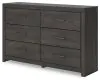 Ashley Furniture PCB2108-31 Hollivern - Six Drawer Dresser - Dark Gray