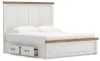 Ashley Furniture B4615B15 Ashley Furniture B4615B15 Savonport - King Panel Bed With 2 Under Bed Storage Units - White / Brown
