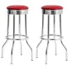 CoasterEveryday 2299R Retro - Upholstered Metal Swivel Bar Stool (Set of 2) - Red