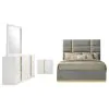Coaster Fine Furniture 223091GRYQ-S4 Ines - 4 Piece Queen Bedroom Set - Gray And White High Gloss