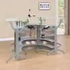 CoasterEssence 100135-S3 Dallas - 3 Piece Curved Freestanding Home Bar Cabinet - Silver