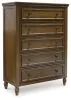 Benchcraft® B787/31/36/46/54/57/97 Benchcraft® B787/31/36/46/54/57/97 Sturlayne - 6 Pc. - Dresser, Mirror, Chest, Queen Upholstered Panel Bed - Brown