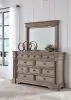 Ashley Furniture B916/31/36/46/58/56/94/93(2) Ashley Furniture B916/31/36/46/58/56/94/93(2) Blairhurst - 8 Pc. - Dresser, Mirror, Chest, California King Panel Bed, 2 Nightstands - Light Grayish Brown