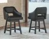 Ashley Furniture D380-924 Tallenger - UPH Swivel Barstool (Set of 2) - Black / Dark Brown