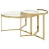 CoasterEssence 930251 Delia - 2 Piece Round Glass Top Nesting Coffee Table - Gold