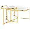 CoasterEssence 930251 Delia - 2 Piece Round Glass Top Nesting Coffee Table - Gold