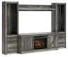 Ashley Furniture W440W8 Wynnlow - Entertainment Center - TV Stand With Glass/Stone Fireplace Insert - Gray